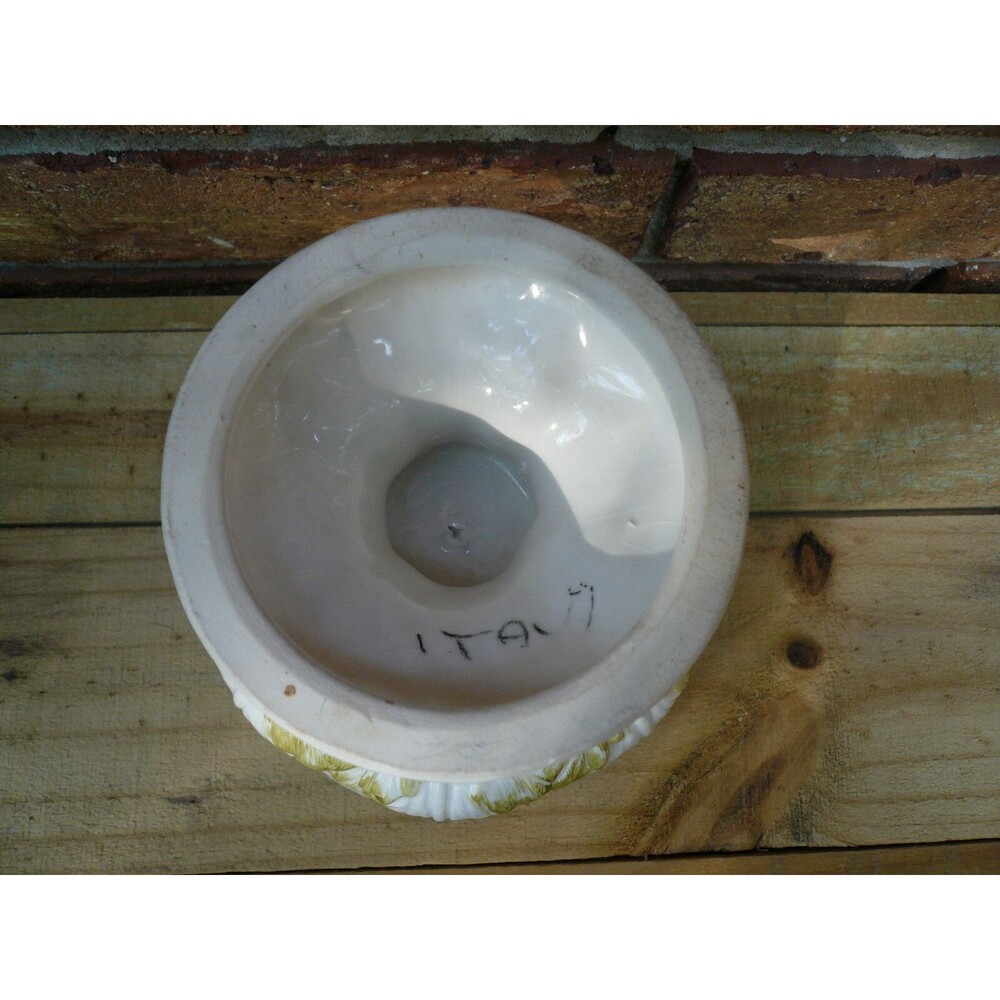 Italian Pottery Handmade & Painted Footed Compote Vase Acanthus Leaves 5" - Picture 5 of 5